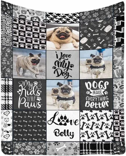 Vista 35 de InterestPrint Manta de perro personalizada en memoria amorosa de la pérdida con imágenes y nombre, regalo personalizado de recuerdo de condolencias