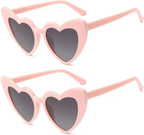 Vista 2 de Gafas de sol en forma de corazón para mujer, estilo ojo de gato, estilo retro 2 negro