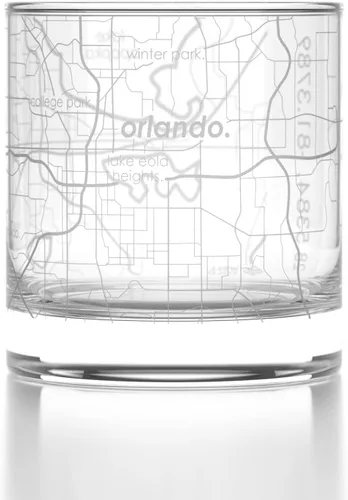 Vista 57 de Well Told Vaso de rocas grabado con mapa de Akron, Ohio, cristalería estilo antiguo (325ml, transparente) Vaso de bourbon grabado, regalos