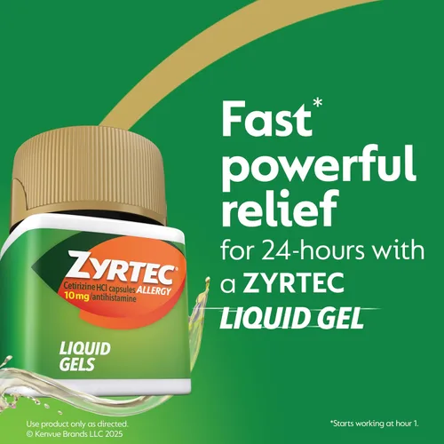 Vista 2 de Zyrtec, Geles líquidos contra la alergia, 24 Horas, 12 unidades Indoor & Outdoor Allergy Medicine, Antihistamine Capsules for All-Day Relief