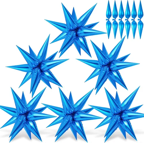 Vista 14 de 72 unidades de globos de estrella, grandes globos de cono de estrella metálicos de 26 pulgadas, globos de papel de aluminio de explosión colorida