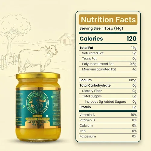 Vista 2 de GirOrganic Mantequilla A2 Ghee orgánica alimentada con pasto Mantequilla saludable alternativa A2 Ghee orgánica alimentada con pasto para cocinar