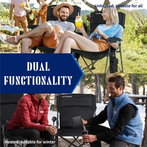 Vista 6 de Sillas de Camping con Calefacción Plegables para Adultos: Silla Plegable de Gran Tamaño para Exteriores con Portavasos - Silla Portátil