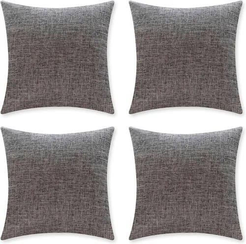 Vista 15 de Home Brilliant Funda de almohada de lino de 18 x 18 pulgadas, almohada decorativa para cama, sofá, sala de estar, 1 unidad, color gris ceniza