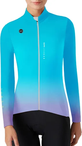 Vista 2 de Chaqueta térmica de invierno para mujer, a prueba de viento, para clima frío, pantalones de bicicleta, conjunto de ropa softshell cortavientos