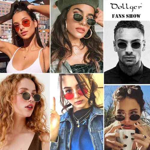 Vista 2 de Dollger Gafas de sol ovaladas para mujer Vintage Metal Frame Gafas Anti Reflectantes Retro Gafas Unisex