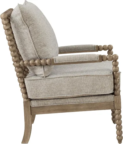 Vista 5 de OSP Home Furnishings Fletcher - Silla decorativa con acabado marrón rústico, tapicería beige niebla