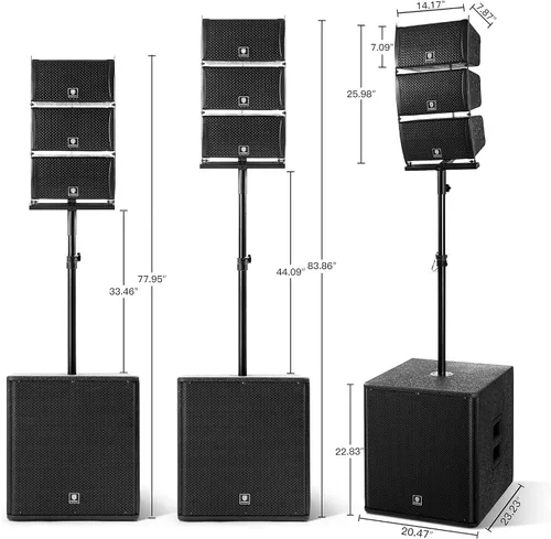 Vista 5 de PRORECK Club 8000 juego de sistema de audio de 18 pulgadas y 8000W P.M.P.O estéreo para DJ/altavoces PA alimentados, conjunto de 6 altavoces