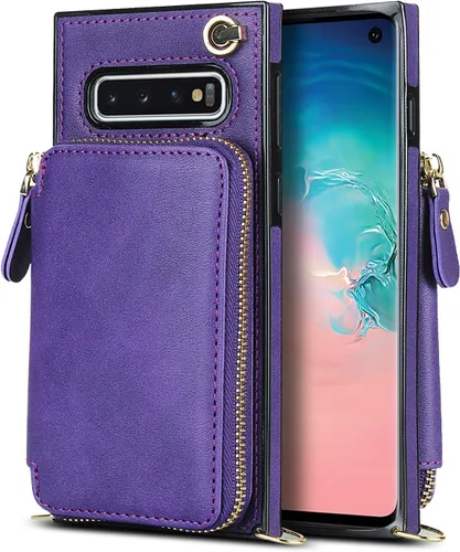 Vista 9 de Asuwish Funda de teléfono para Samsung Galaxy S10 con protector de pantalla de vidrio templado y soporte para tarjetas con cremallera, soporte