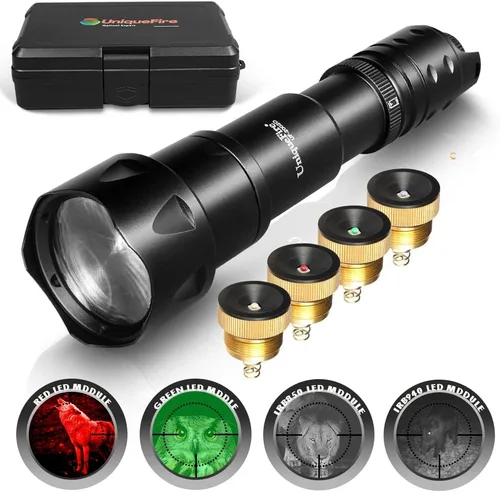 Vista 10 de UniqueFire Linterna iluminadora infrarroja LED de 5 W, 850 nm/940 nm, para visión nocturna, lente Fresnel de 1.732 pulgadas, luz iluminadora de caza