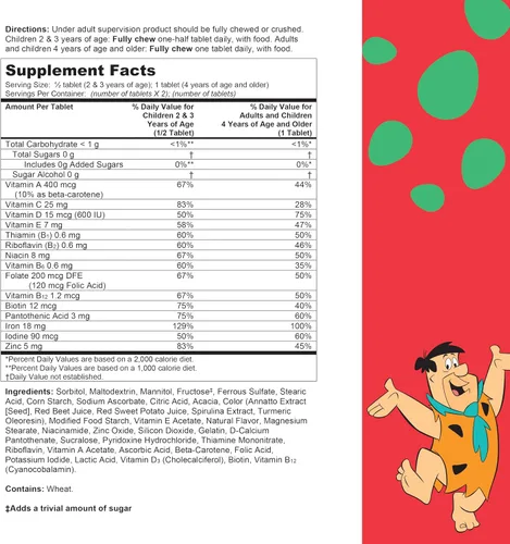 Vista 7 de Flintstones Vitamins Multivitamínico masticable para niños con + plancha extra para niños pequeños y niños con vitamina C, D, vitamina B12, 160