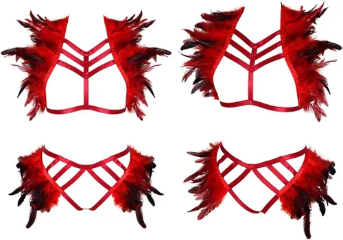 Vista 6 de BBOHSS - Arnés para mujer, diseño de plumas