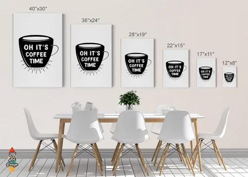 Vista 5 de HB Art Design Oh It's Coffee Time Black and White Quote and Mug Canvas Print Wall Art Coffee Bar Decor Coffee Signs Kitchen Wall Decor Dining Room
