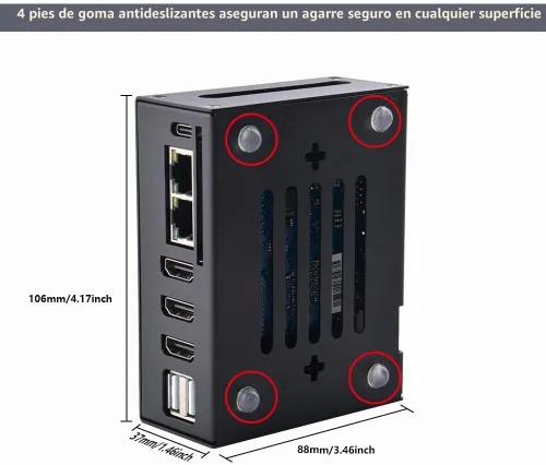 Vista 3 de GeeekPi Orange Pi 5 Plus - Funda con ventilador de refrigeración, carcasa de metal con disipadores de calor compatibles con Orange Pi 5 Plus