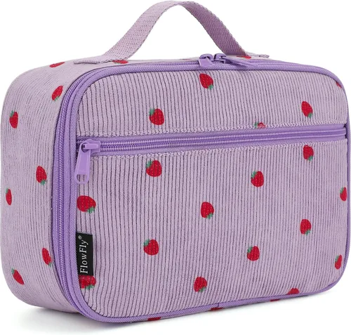 Vista 10 de Flowfly - Lonchera para niños, bolsa escolar aislada duradera con correa de hombro y soporte para botellas, minihielera térmica resistente al agua