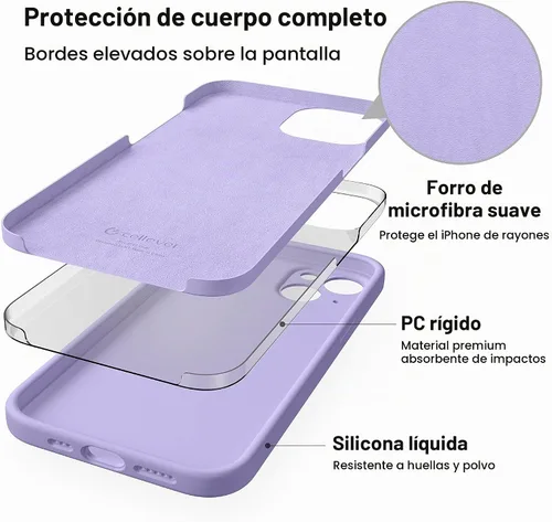 Vista 7 de CellEver Funda de silicona resistente para iPhone 14 [protección de cámara] [revestimiento antiaceite] protección militar contra caídas