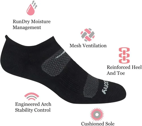 Vista 2 de Saucony Paquete múltiple de calcetines de malla con ventilación y ajuste cómodo para hombre