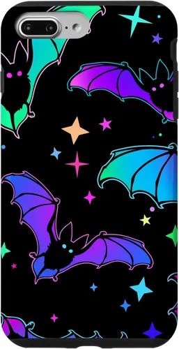 Vista 12 de iPhone 16 Gótico Bat Halloween Patrón Spooky Bats Lover Regalo en funda negra