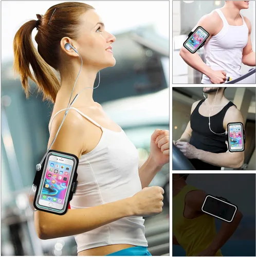 Vista 5 de Soporte para teléfono con brazo para correr, brazalete celular para iPhone 15 14 13 12 11 Pro Max/XR/8 7 6s Plus, para Galaxy A/S/Note hasta 6.9