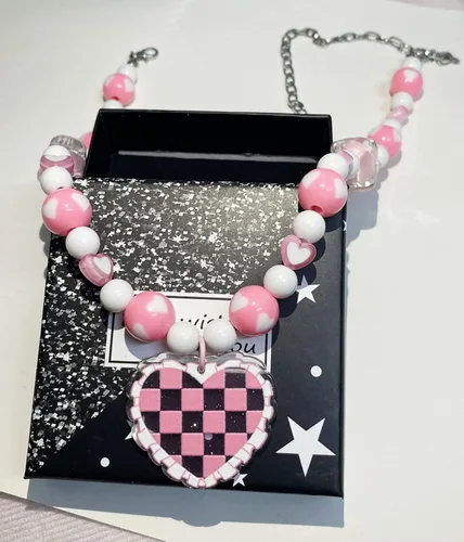 Vista 4 de Collar de estrella para mujer, joyería Y2k, Cyber Y2k, collar de cuentas, acrílico Y2k, accesorios
