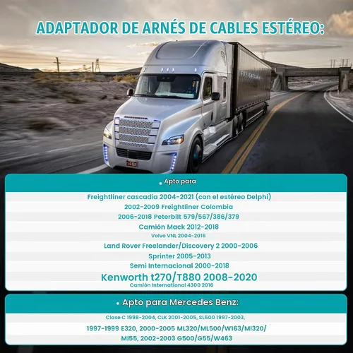 Vista 3 de NuIth Adaptador de arnés de cable estéreo macho y hembra de 16 pines para Freightliner 04-21, Volvo 04-16, Peterbilt 06-18, Kenworth 08-20, conector
