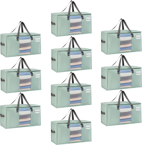 Vista 16 de VENO Paquete de 4 bolsas de mudanza resistentes, bolsas de almacenamiento de ropa y edredón con ventana transparente, suministros de embalaje