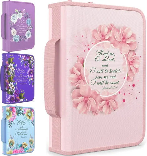Vista 56 de DEHITE Funda para la Biblia para mujer, bolsas de transporte de la Biblia, tamaños medianos y grandes, ranuras para bolígrafos, tela de primera