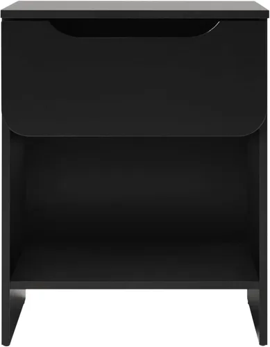 Vista 6 de Walker Edison Greyer Moderna Mesita de noche simple con 1 cajón, 20 pulgadas, color negro