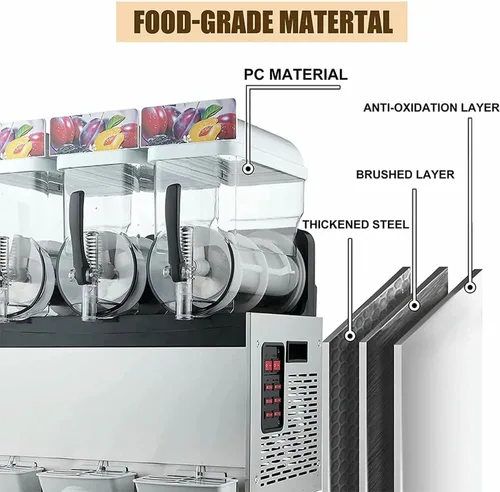 Vista 2 de Máquina comercial de granizado de batidos, 15 litros tipo batido, yogur, dispensador de bebidas frías, mezcla de bebidas heladas, perfecto