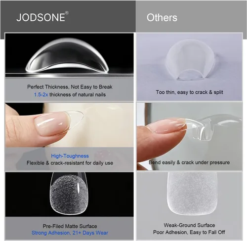 Vista 2 de JODSONE Kit de uñas de gel, 210 puntas de uñas cortas BS-74 almendras con M50011