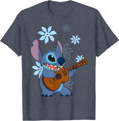 Vista 26 de Camiseta de danza floral Lilo & Stitch con ukelele para niñas Gris asfalto