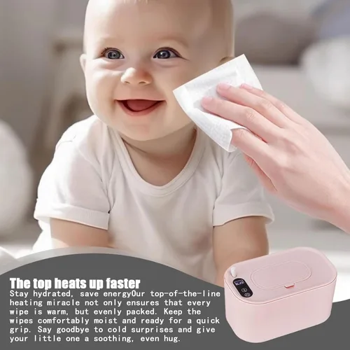 Vista 3 de Dispensador de toallitas húmedas – Calentador de toallitas para bebés, dispensador de toallitas portátil de gran capacidad, control de temperatura