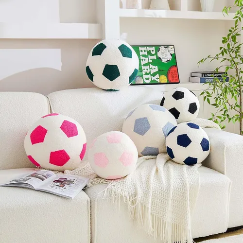 Vista 4 de Uvvyui Almohada de fútbol de fútbol, redonda, estética, decoración del hogar, almohada decorativa suave para fútbol, pelota deportiva, almohadas