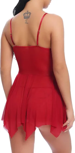 Vista 6 de Joyaria Babydoll - Conjunto de lencería con encaje para mujer, talla Ch-XXG