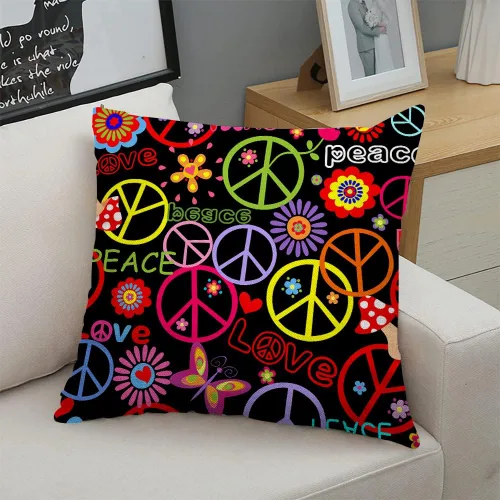 Vista 4 de Fundas de almohada cuadradas decorativas con signo de paz para sofá cama, fundas de cojín de 18 x 18 pulgadas