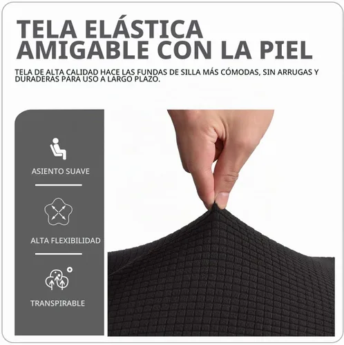 Vista 6 de Deisy Dee Fundas protectoras para sillas de comedor extragrandes de elastano suave y extra grande para cocina, comedor, extraíbles y lavables Negro