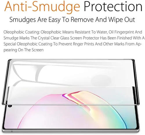 Vista 6 de Samsung Galaxy Note 10 Protector de pantalla de vidrio templado para Galaxy Note 10 [Curvo 3D] [Reconocimiento de huellas dactilares] Protector
