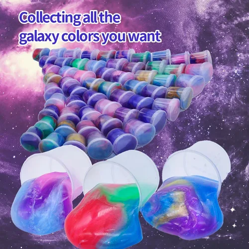 Vista 4 de ZOnFRTO 64 paquetes de masilla Galaxy Slime, recuerdo de fiesta para niños, niñas y niños, adultos, no pegajoso, sin perfume, alivio del estrés