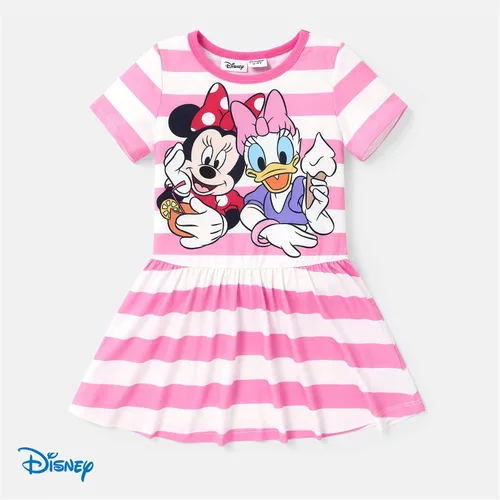 Vista 6 de Disney Vestido de princesa de manga corta con estampado de rayas de Minnie Mouse para niñas pequeñas