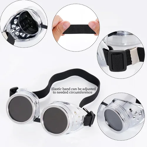 Vista 3 de Fengek 3 gafas steampunk de Halloween para mujer, gafas vintage steampunk, gafas retro victorianas Cyberpunk, accesorios de cosplay para Halloween