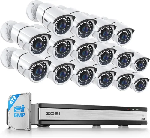 Vista 11 de ZOSI Sistema de cámara de seguridad para el hogar 8CH 4K PoE con 2TB HDD 4 cámaras de metal IP PoE resistentes a la intemperie de 5 MP, visión