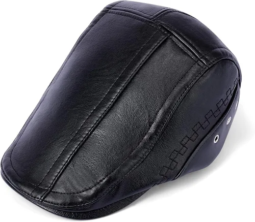 Vista 4 de Gorra clásica de Gatsby Ivy de piel sintética plana para hombre