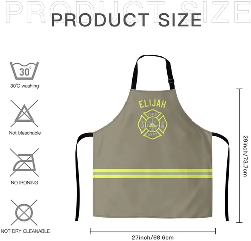 Vista 6 de Delantal personalizado con temática de bombero, regalo genial para papá de bomberos para el día del padre, disfraz de bombero para hombres y mujeres