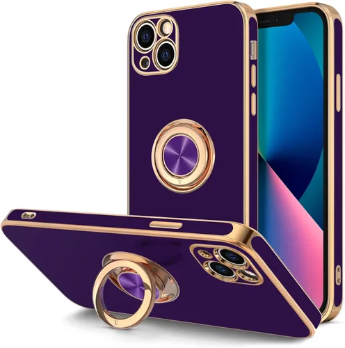 Vista 13 de Hython Funda para iPhone 13 con Soporte de Anillo [Soporte de Anillo Giratorio de 360° con Base Magnética] [Compatible con Soporte de Coche] Bonita