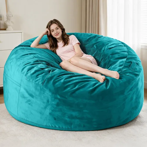 Vista 89 de Sillón puff de 3 pies Sillón estilo puff grande de 3 pulgadas con relleno de espuma viscoelástica, sofá suave con funda de terciopelo holandés