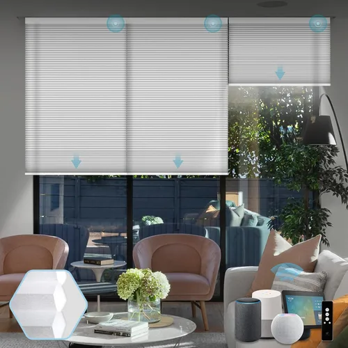 Vista 14 de SmartWings Persianas celulares motorizadas, persianas de panal compatibles con Zigbee/Alexa/Z-Wave/Homekit, control remoto inalámbrico para hogar