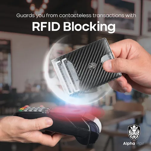 Vista 6 de ALPHA PAIR Cartera RFID para hombre Cartera delgada para hombre Cartera para hombre con 10 tarjeteros de crédito y 1 ventana de identificación