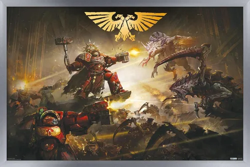 Vista 10 de Trends International Warhammer 40K - Póster de pared de la batalla de Baal, 22.4 pulgadas de largo x 14.7 pulgadas, versión enmarcada en madera