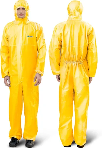 Vista 10 de Medtecs Trajes de materiales peligrosos - 6 opciones de tamaños - Traje de overol desechable, overol de protección médica Trajes