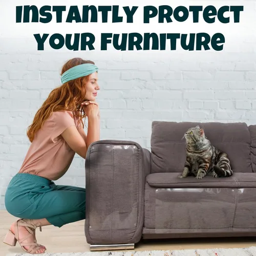 Vista 4 de Protector Anti Arañazos para Muebles de FixZilla, Juego de 6 Protectores de Sofá contra las Garras de los Gatos – Detergente de Arañazos y Protector